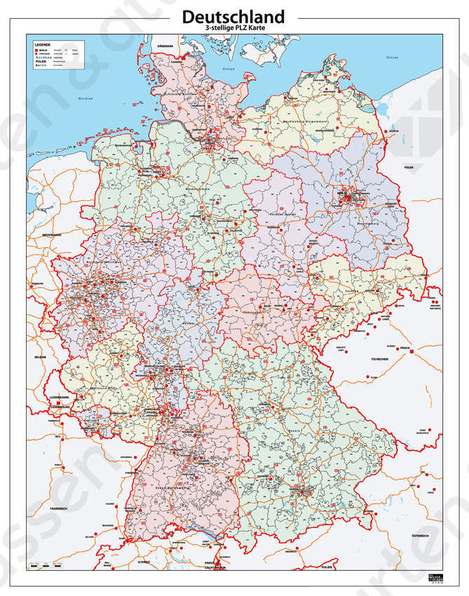 Postcodekaart Duitsland 286 | Kaarten en Atlassen.nl