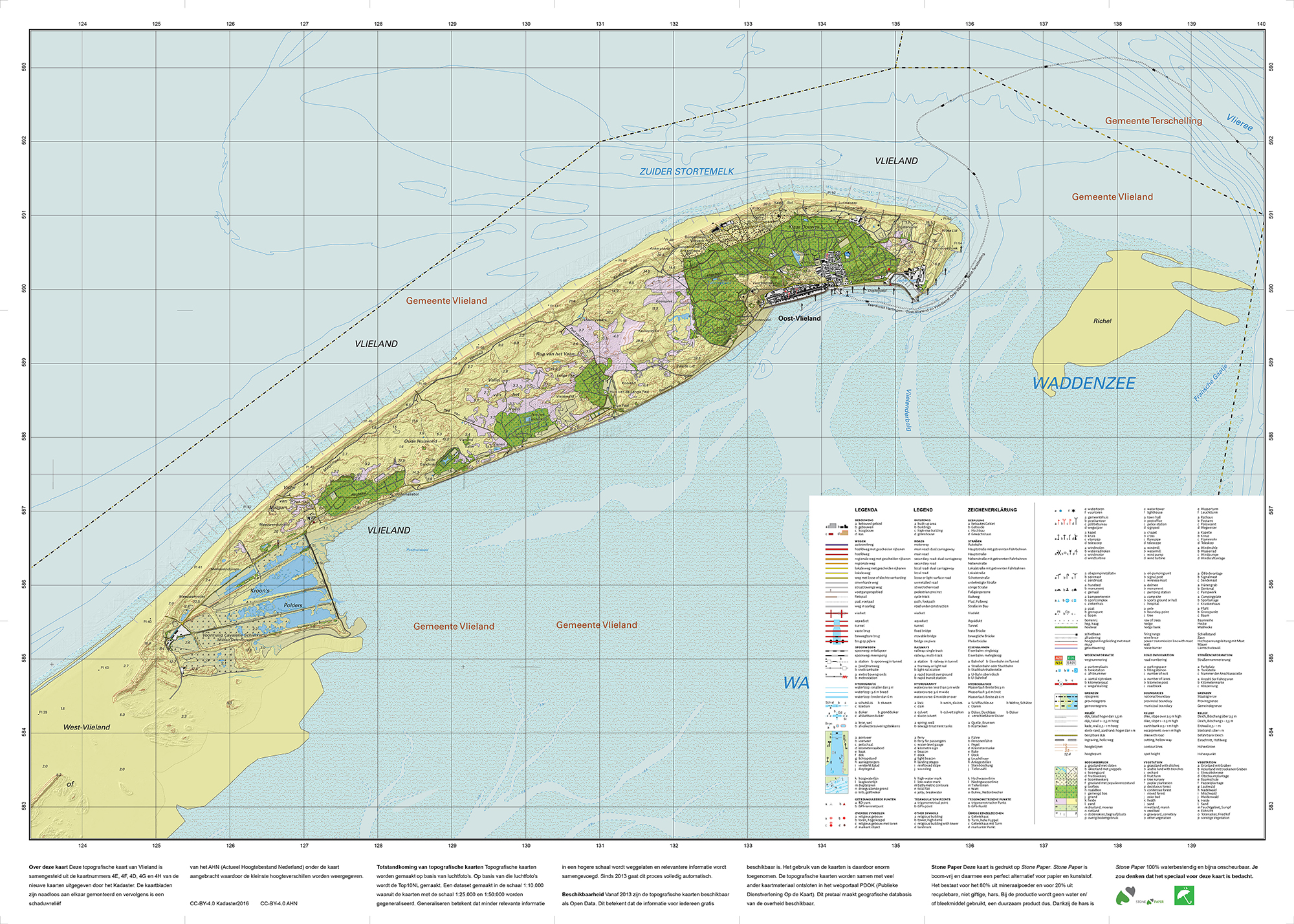 Topografische kaart Vlieland | Kaarten en Atlassen.nl