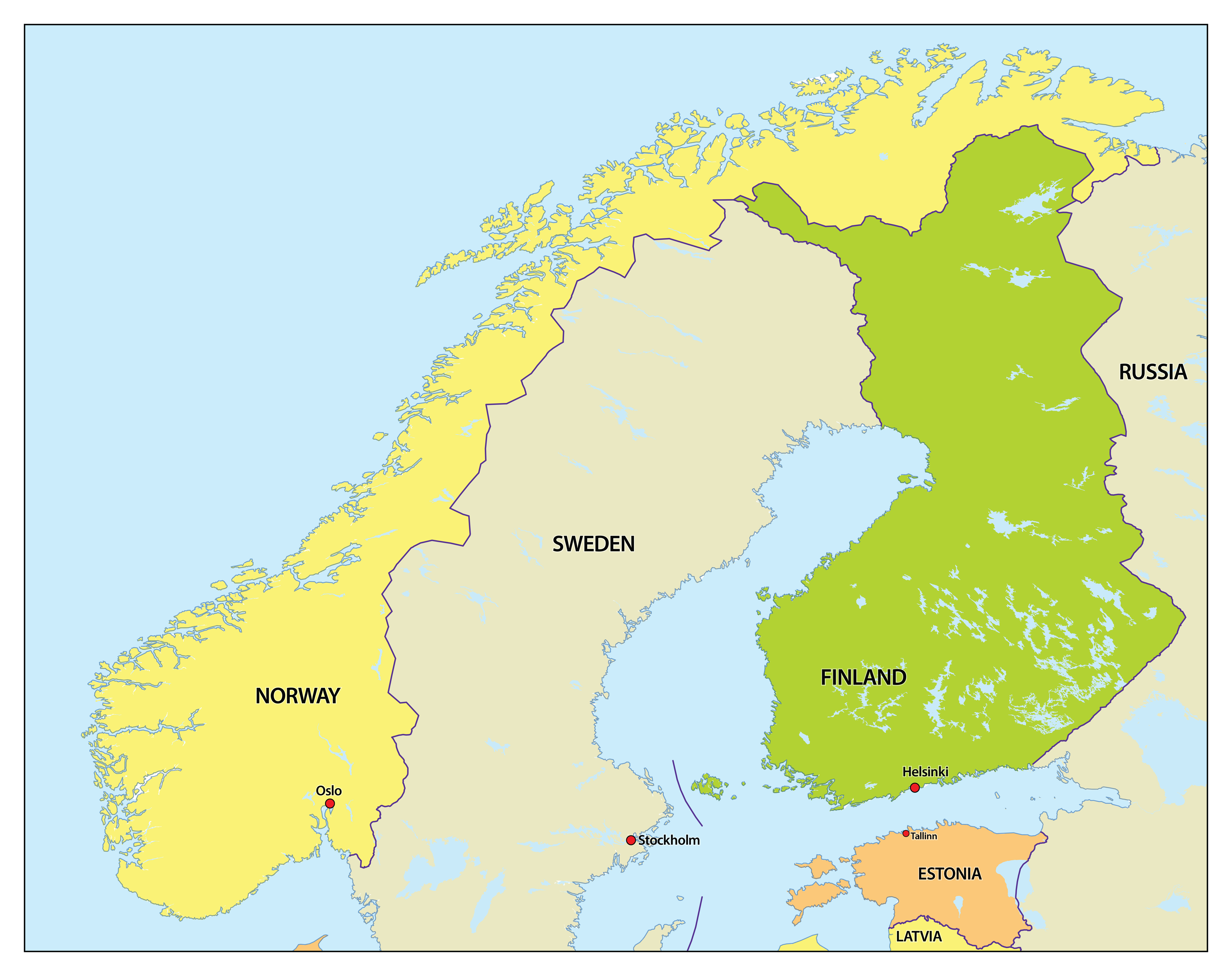 Территория финляндии. Норвегия Швеция Финляндия полуостров. Норвегия Швеция Финляндия на карте. Норвегия Скандинавский полуостров. Норвегия на карте.