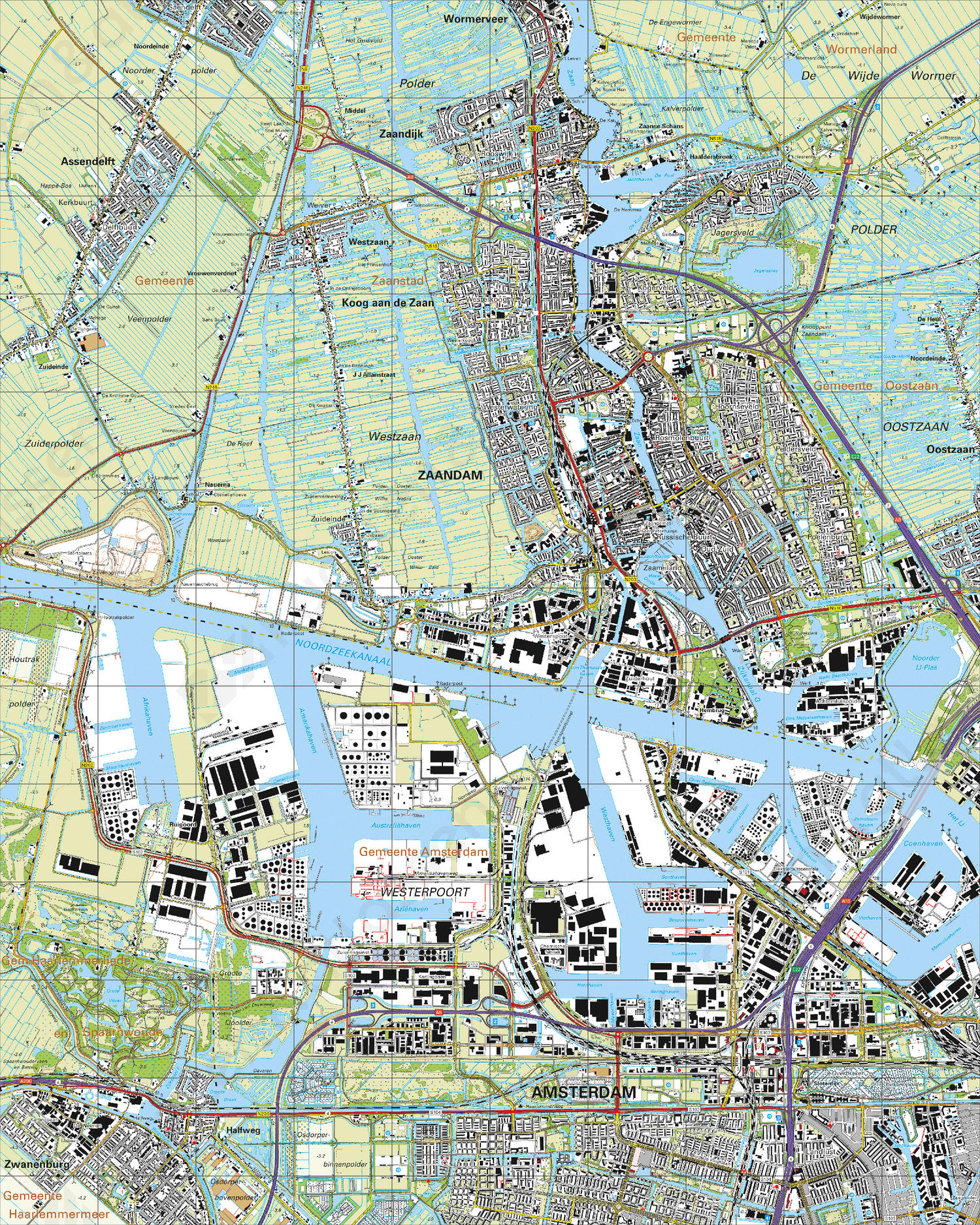 kaart zaandam Digitale Topografische Kaart 25B Zaandam | Kaarten en Atlassen.nl