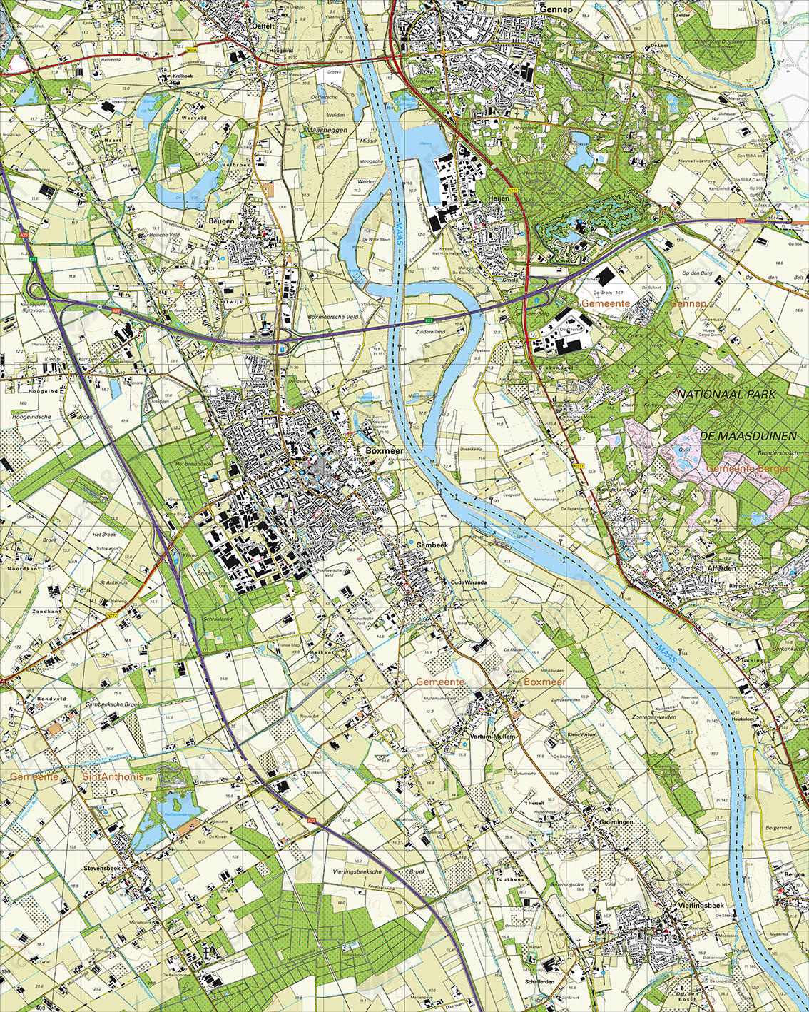 Digitale Topografische Kaart 46D Boxmeer | Kaarten En Atlassen.nl