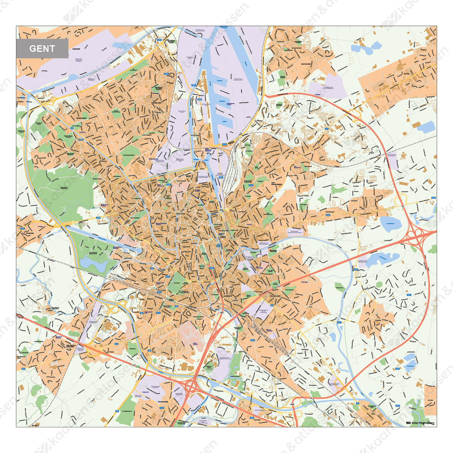 Kaart Gent | Kaarten en Atlassen.nl