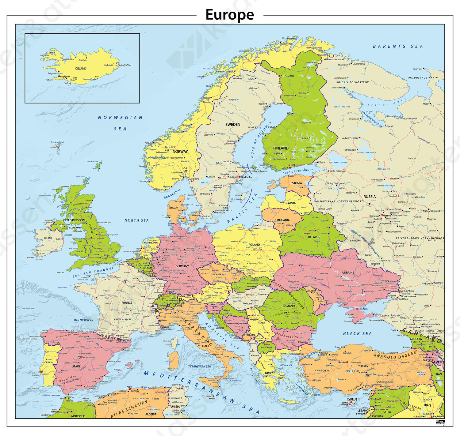 kalmeren Hij Generator Europa staatkundige kaart 621 | Kaarten en Atlassen.nl