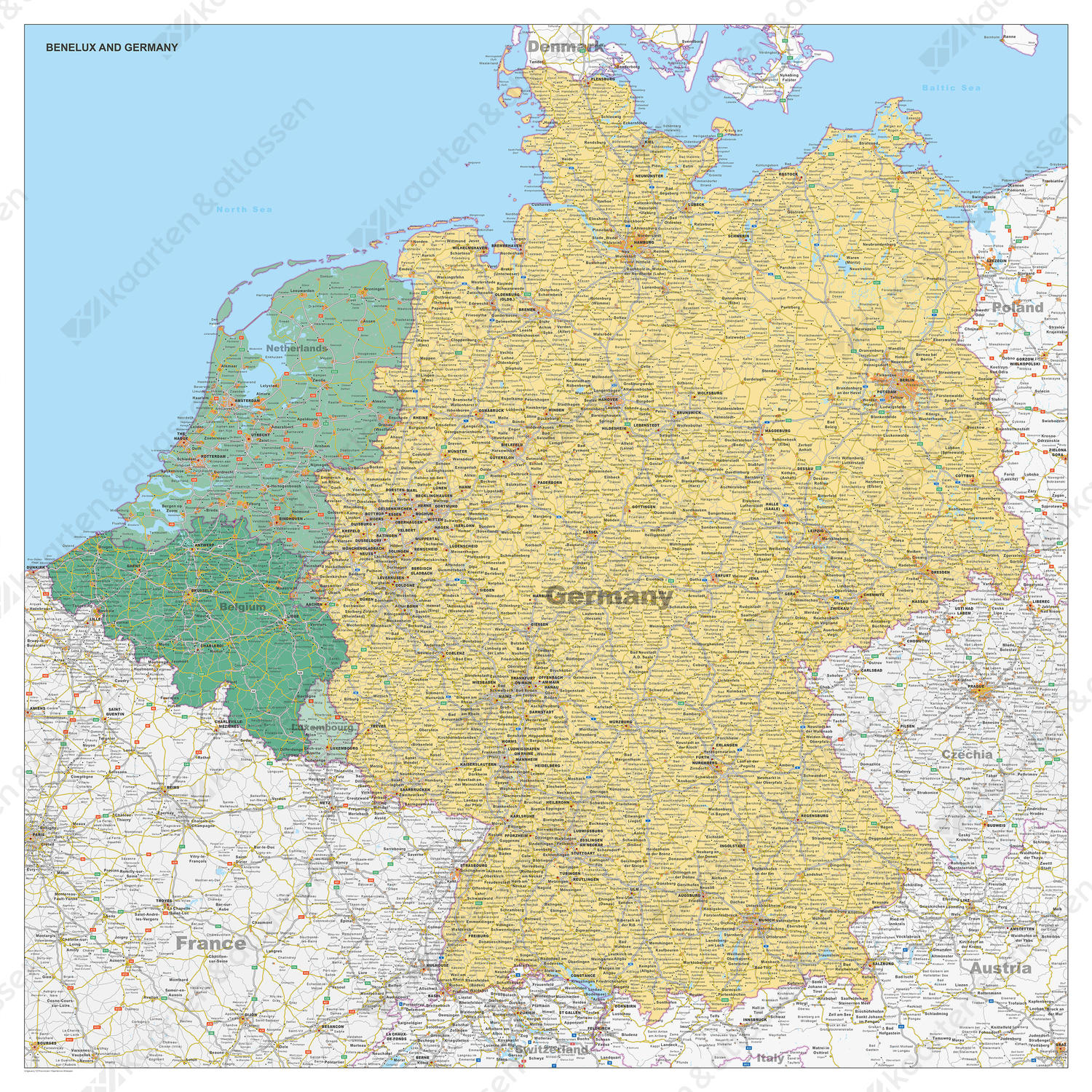 Geleerde Specimen Onverenigbaar Kaart Benelux + Duitsland staatkundig 1508 | Kaarten en Atlassen.nl
