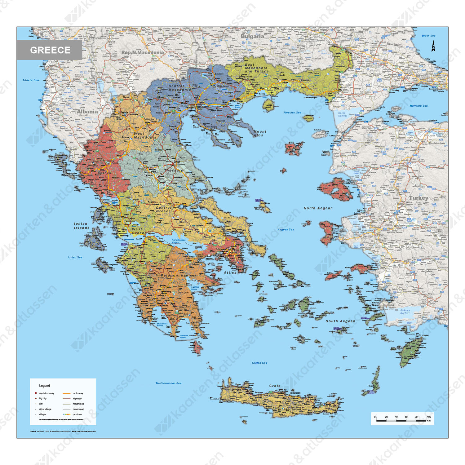 kaart griekenland Griekenland Kaart Staatkundig 1582 | Kaarten en Atlassen.nl