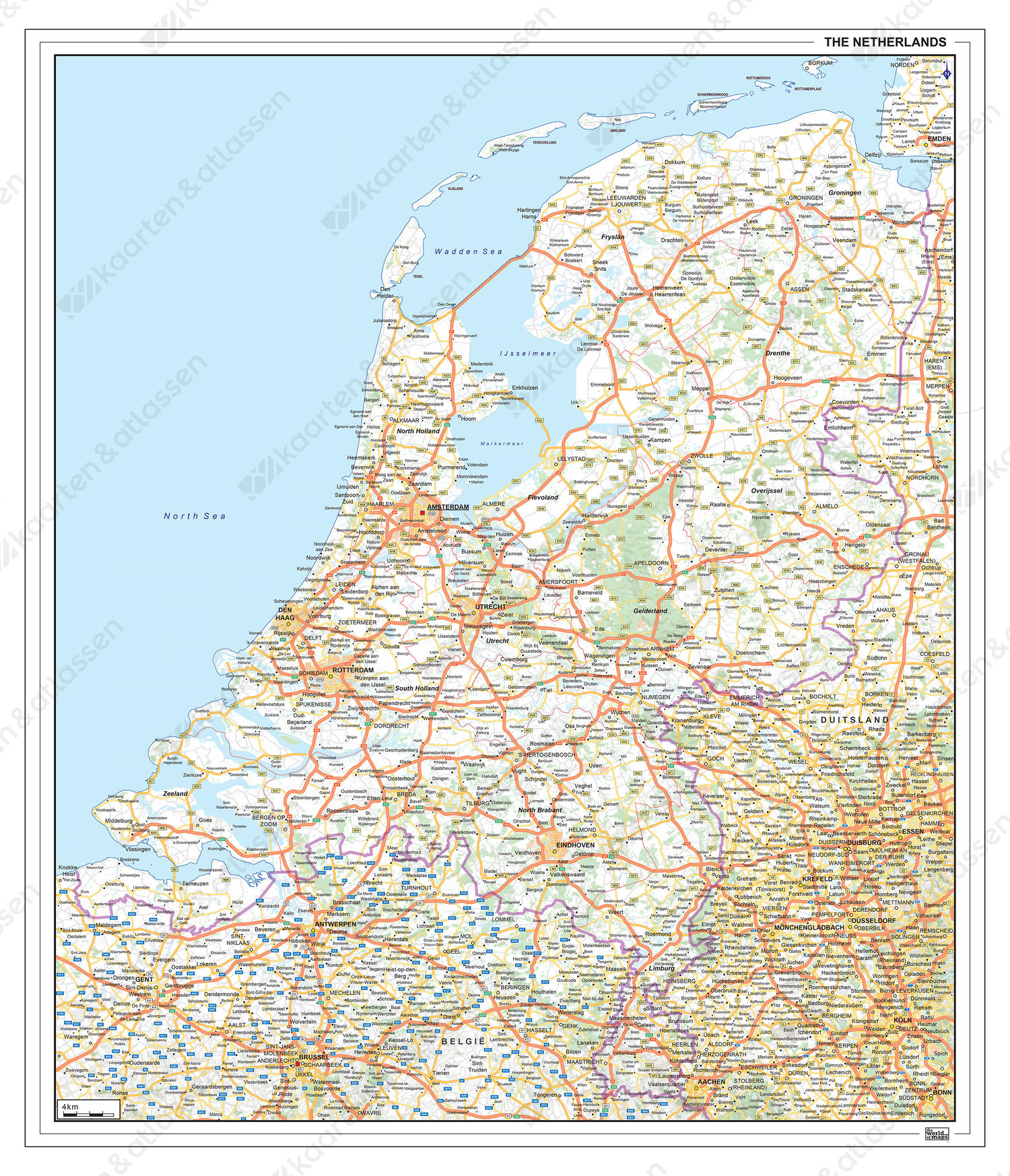 Wegenkaart Nederland 1372 | Kaarten Atlassen.nl