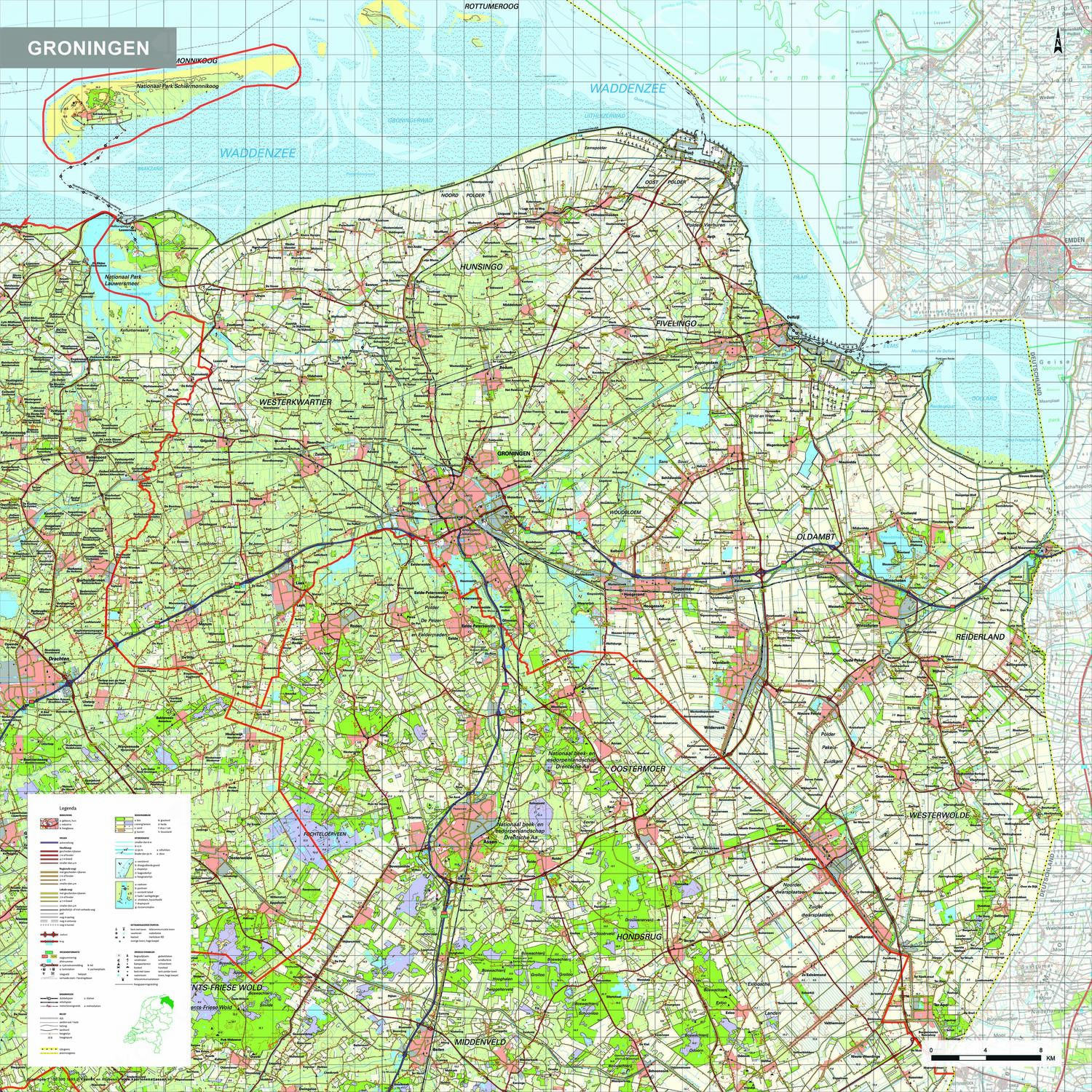 Landkaart Provincie Groningen - Kaart