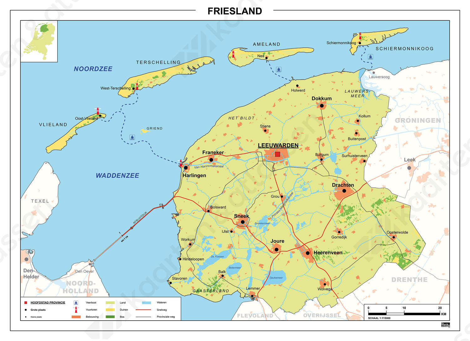 Kaart Friesland 451 Kaarten En Atlassen Nl   Kaart Friesland 