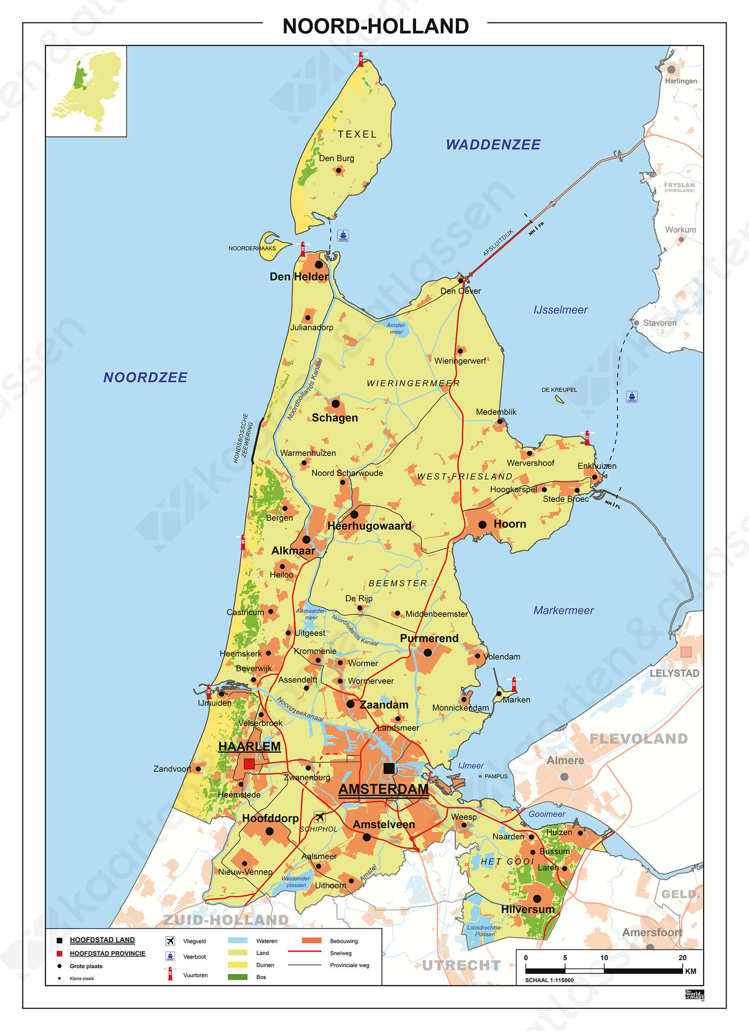 noord holland kaart Kaart Noord Holland 456 | Kaarten en Atlassen.nl