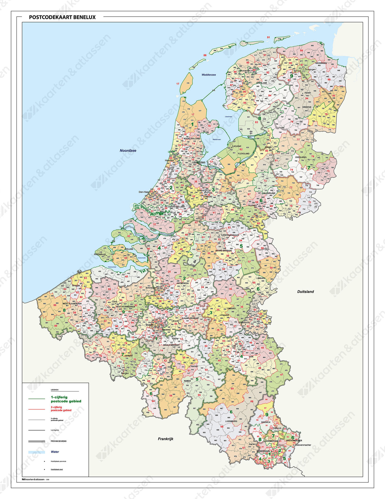 Digitale Postcodekaart Benelux 1 2 3 Cijferig 1390 Kaarten En Atlassennl 6357