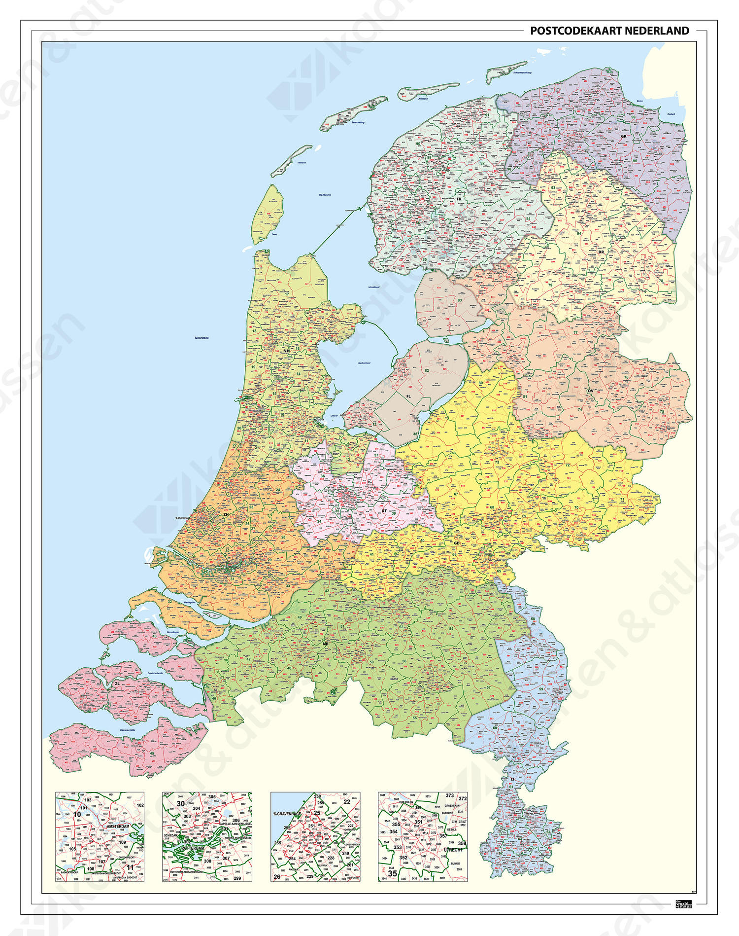 bundel Genealogie lens Postcodekaart Nederland 2-, 3- en 4-cijferig 1394 | Kaarten en Atlassen.nl
