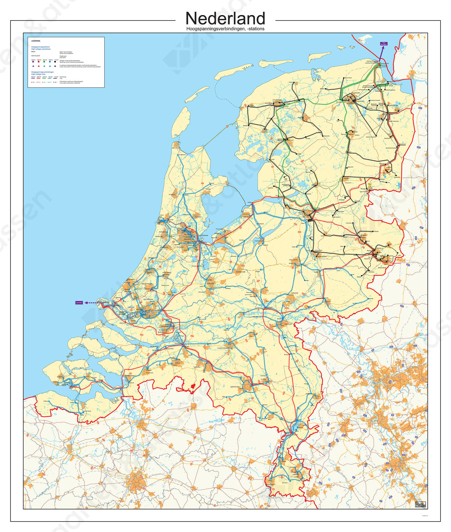 Digitale Kaart Nederland Hoogspanningslijnen 191 Kaarten En Atlassennl