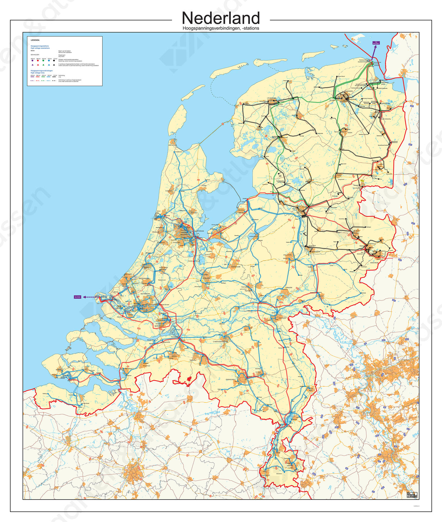 naaimachine Geurloos Lee Digitale Kaart Nederland Hoogspanningslijnen 191 | Kaarten en Atlassen.nl