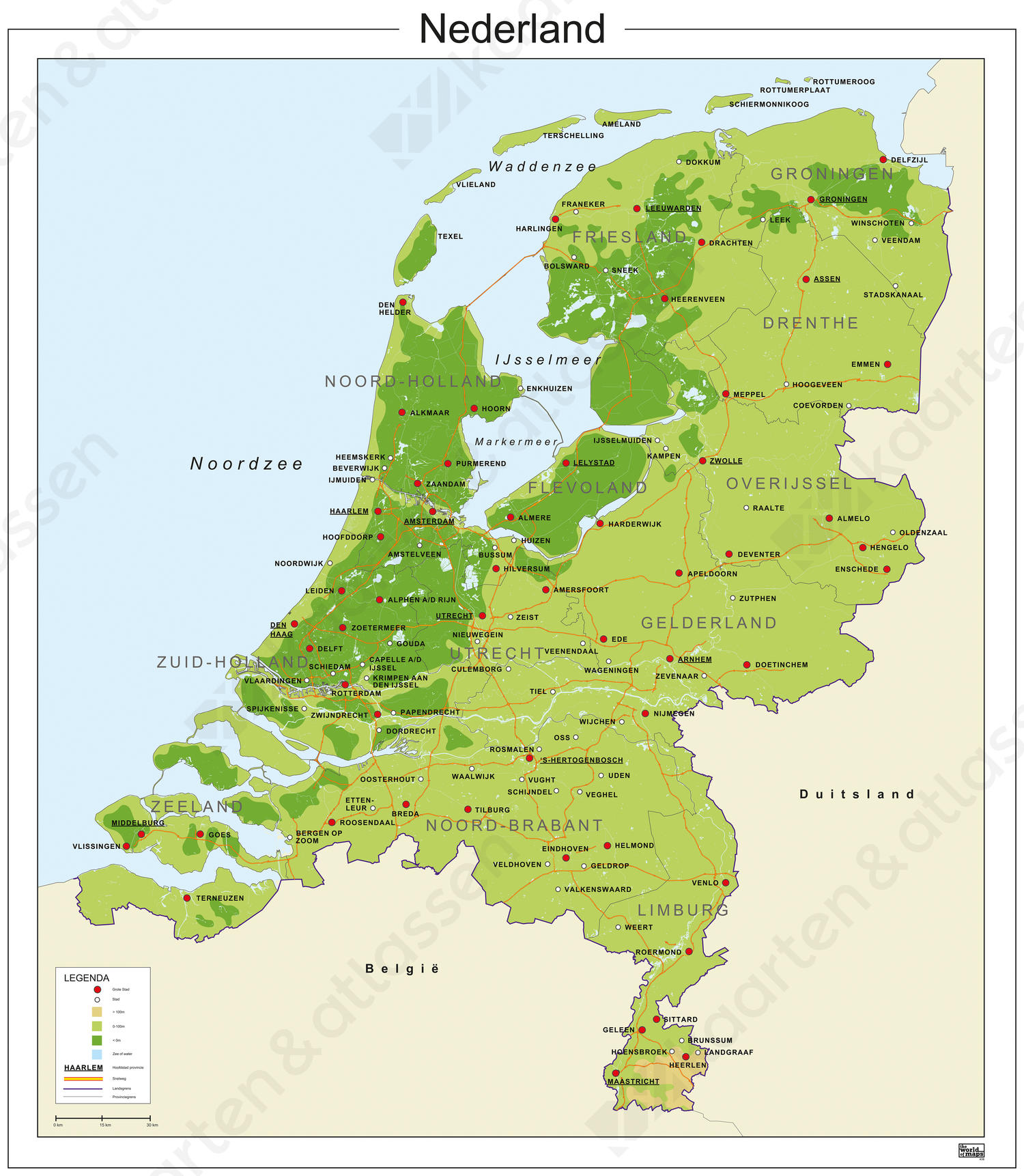 Digitale Kaart Nederland Natuurkundig 436 Kaarten En