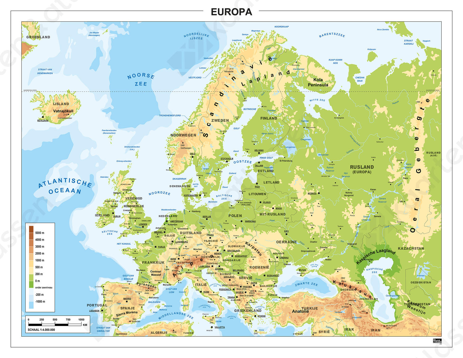 Europa Natuurkundig 1300 Kaarten en Atlassen.nl
