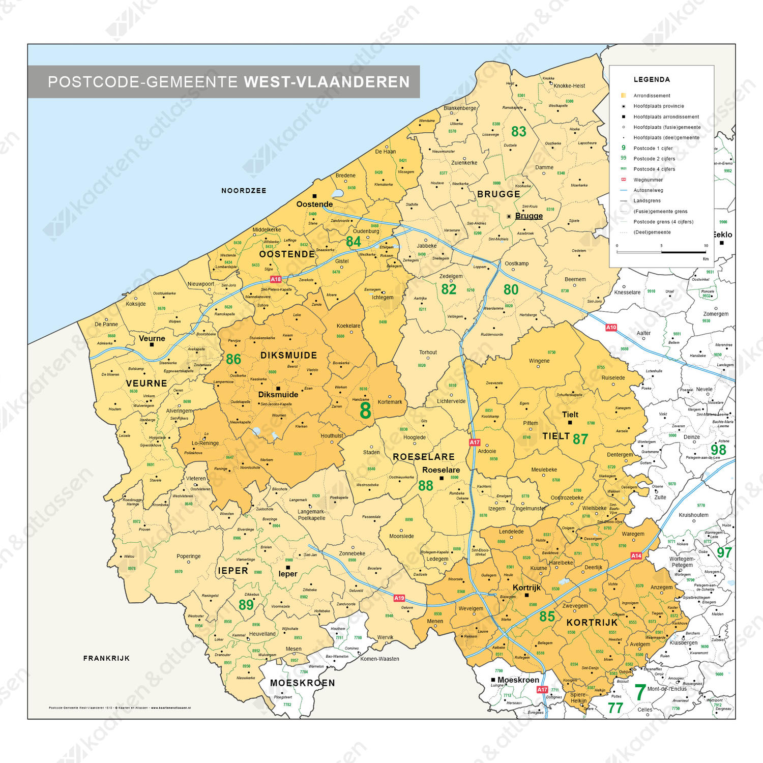 Kaart Van Vlaanderen Met Gemeenten - Kaart