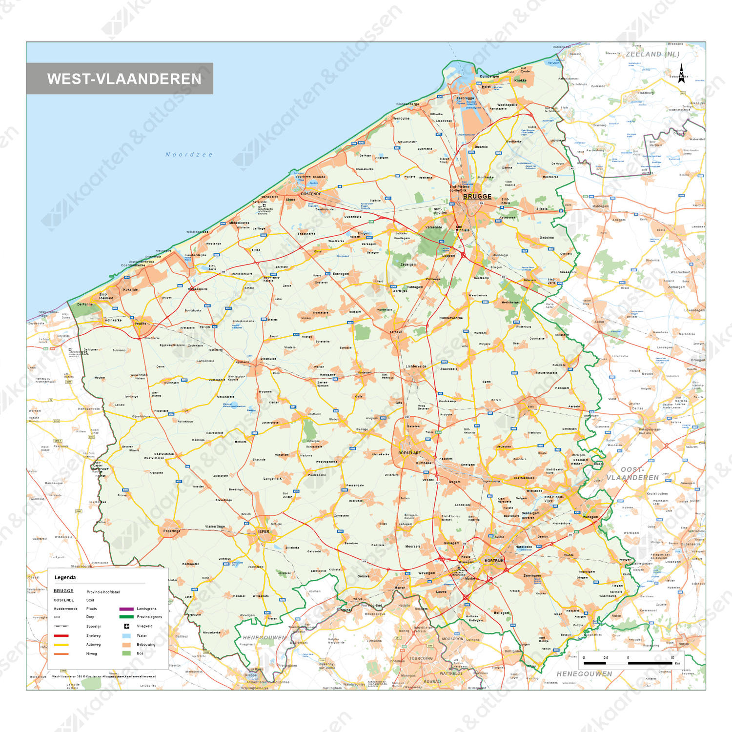 Digitale Natuurkundige Kaart West-Vlaanderen 358 | Kaarten En Atlassen.nl