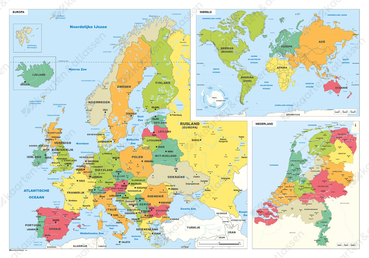 Bejaarden Volgen Het koud krijgen Schoolkaart Europa/Wereld/Nederland 299 | Kaarten en Atlassen.nl