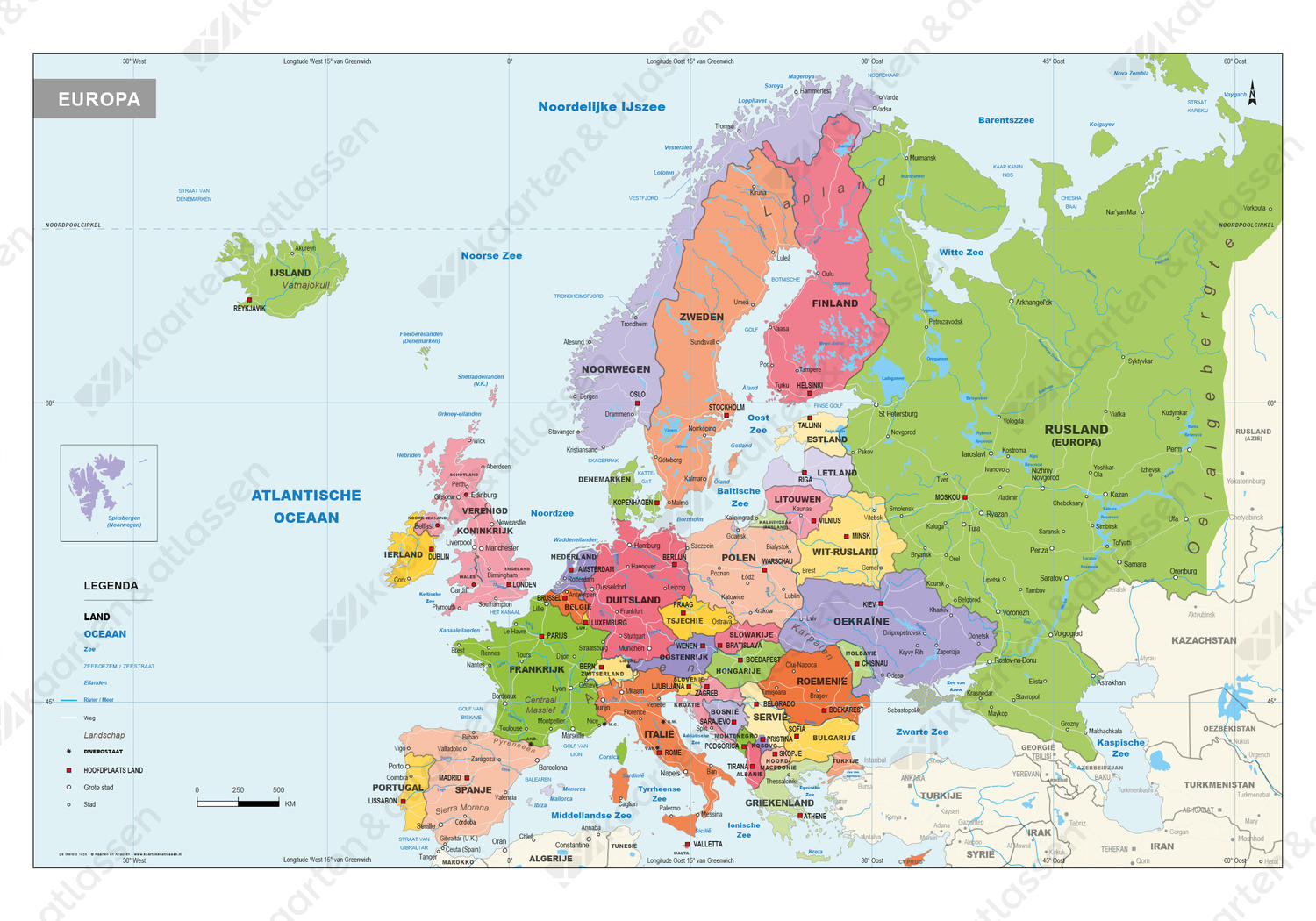 aankomen Slepen directory Digitale Gedetailleerde Schoolkaart Europa Staatkundig 1405 | Kaarten en  Atlassen.nl