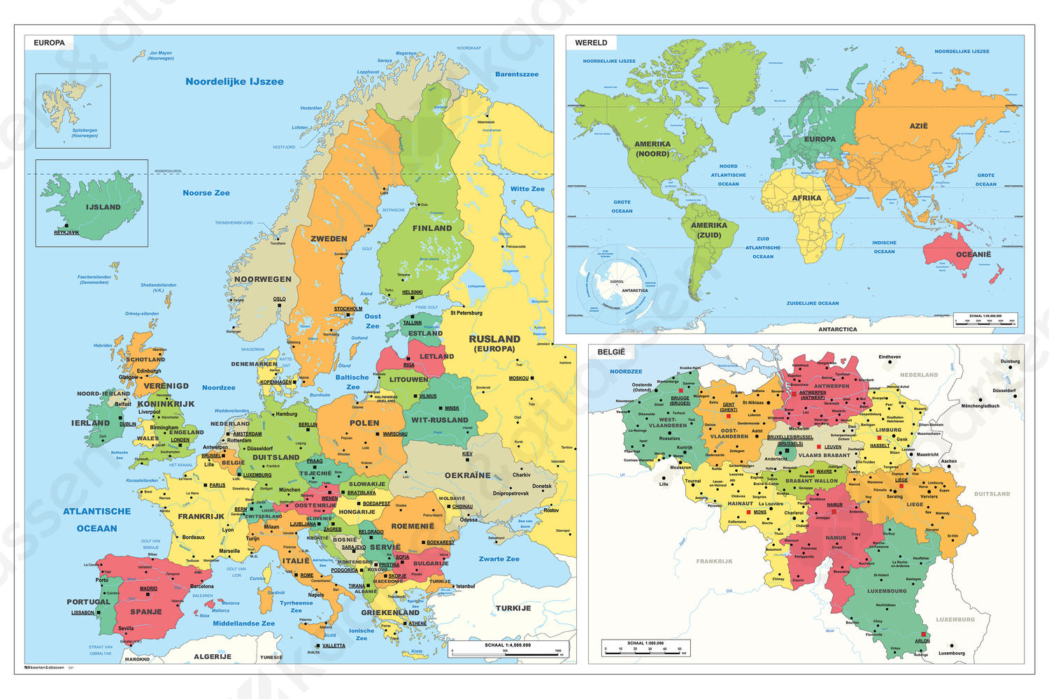 klauw helpen meteoor Schoolkaart Europa/Wereld/België 531 | Kaarten en Atlassen.nl