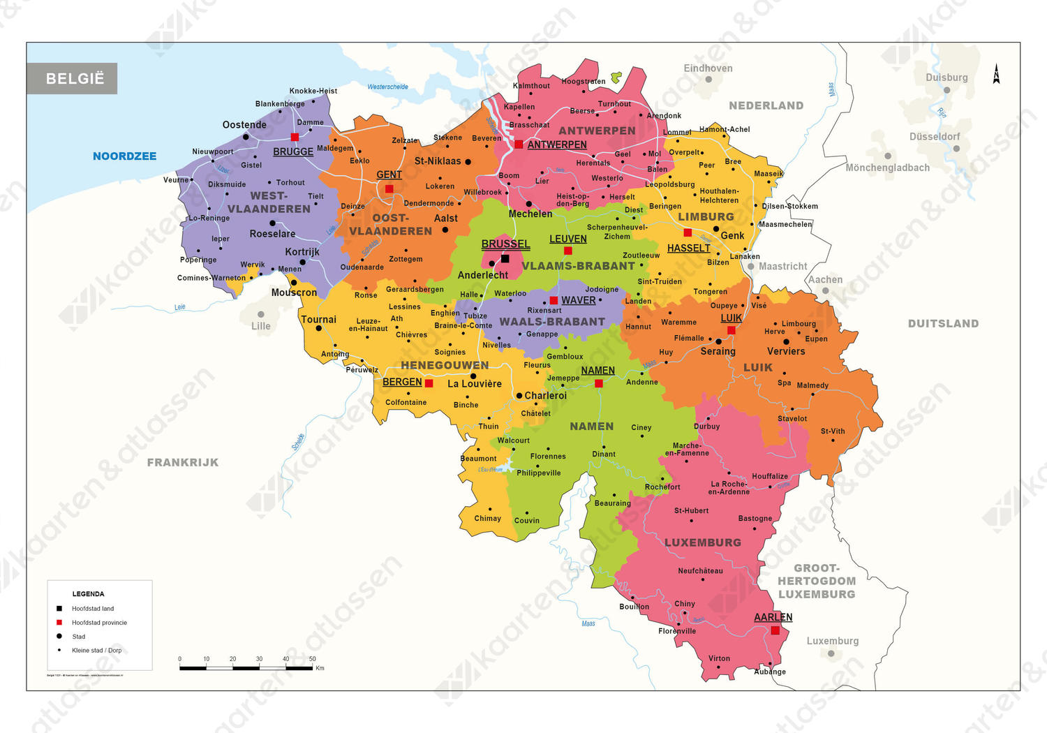 lavendel Informeer Tweet België kaart Staatkundig 1321 | Kaarten en Atlassen.nl