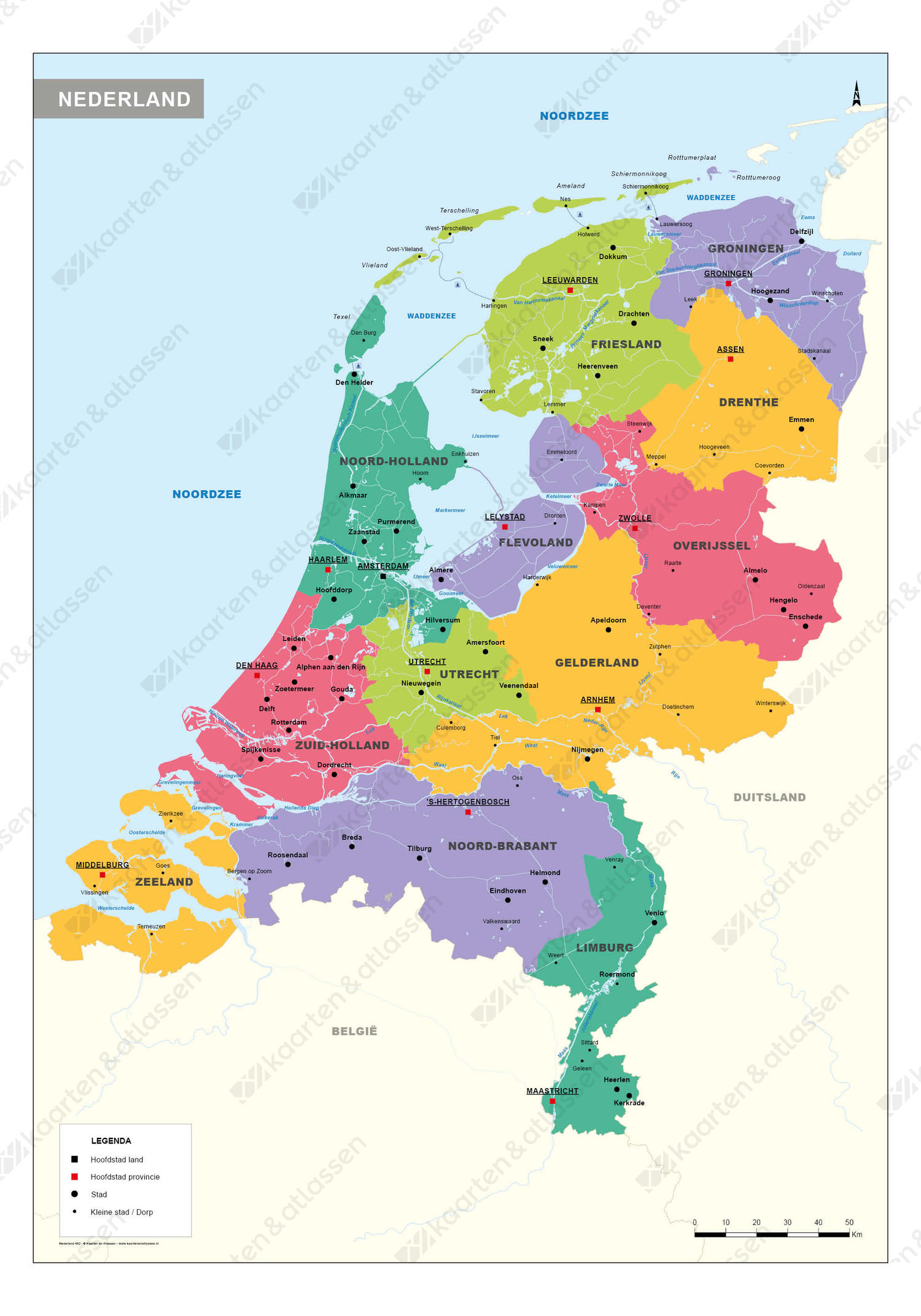kaart van nederland Schoolkaart Nederland 462 | Kaarten en Atlassen.nl