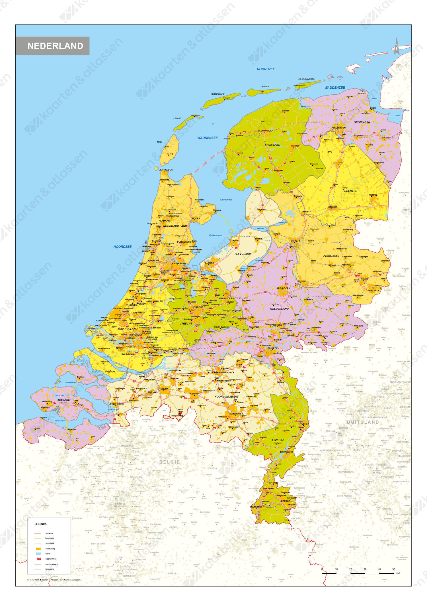 kaart van nederland Gedetailleerde kaart van Nederland 537 | Kaarten en Atlassen.nl