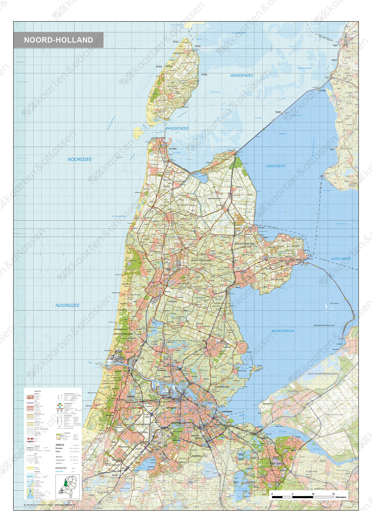 Pijnstiller Elektropositief naakt Digitale topografische kaart Noord-Holland 1:100.000 - 1477 | Kaarten en  Atlassen.nl