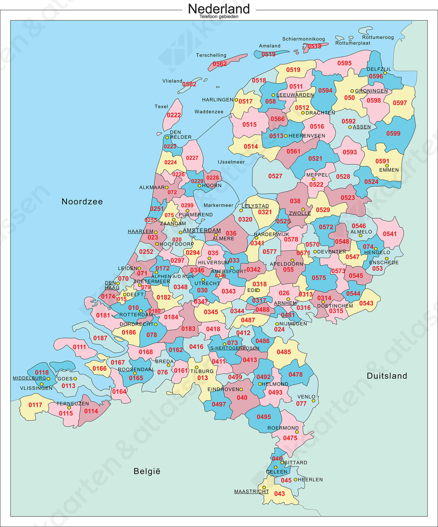 Mitt Origineel tragedie Kaart Nederland netnummer regio's 783 | Kaarten en Atlassen.nl