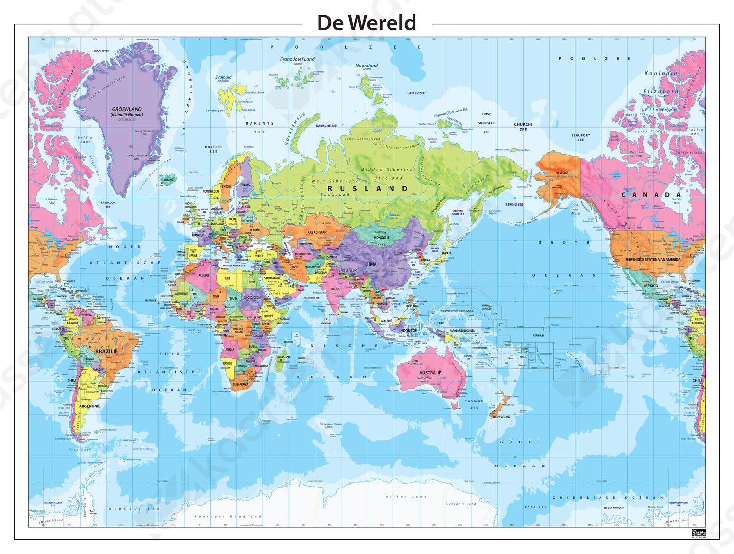 Digitale Wereldkaart Azië Centraal 433 | Kaarten En Atlassen.nl