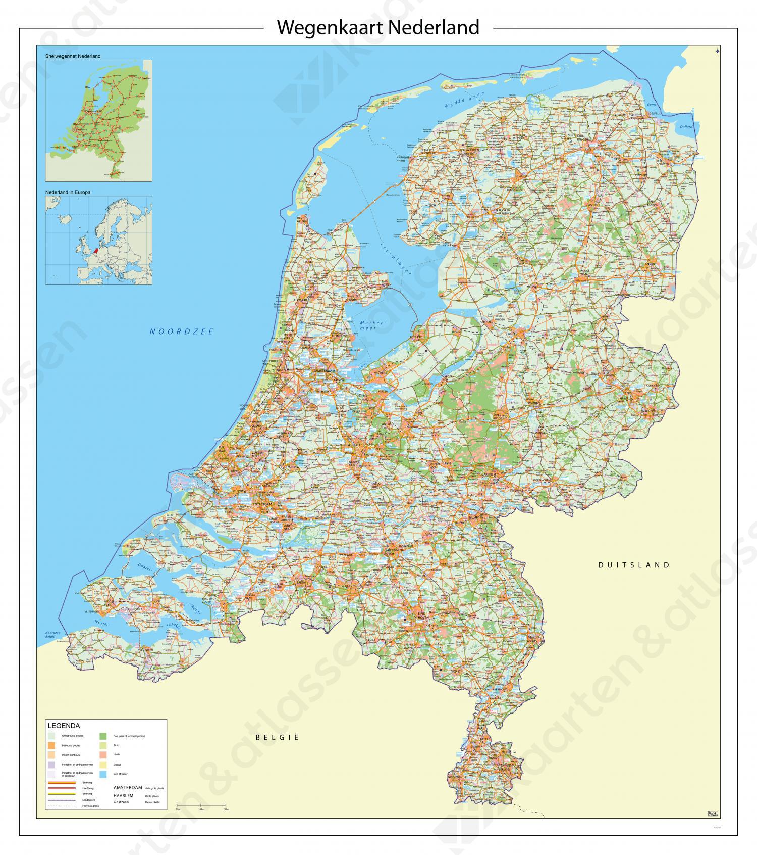 Wegenkaart Nederland met afritnamen 598 | Kaarten en