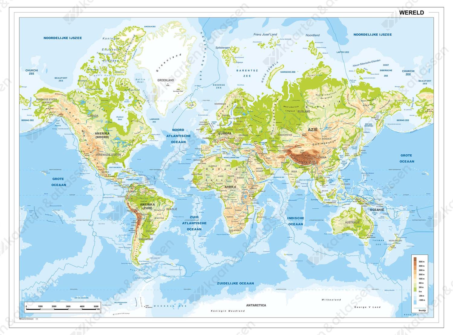 Digitale Natuurkundige Wereldkaart met breuklijnen 1379 | Kaarten en ...