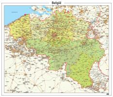 Digitale België kaart Staatkundig Gedetailleerd