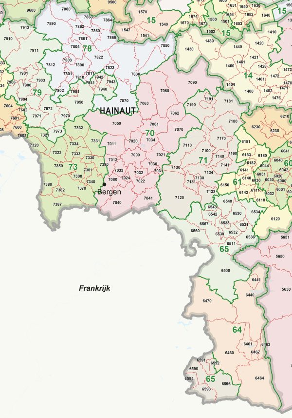 Postcodekaart België 2- en 4-cijferig 1389 - Afbeelding 2