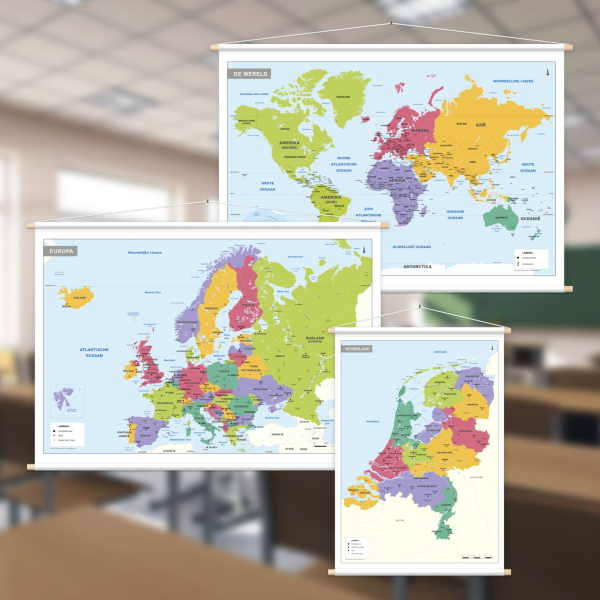 3 Schoolkaarten Nederland/Europa/Wereld 1297 - Afbeelding 2