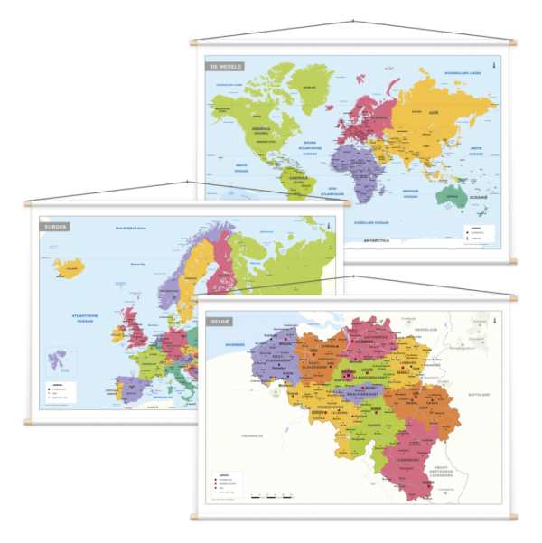 3 Schoolkaarten België/Europa/Wereld 1298 - Afbeelding 2