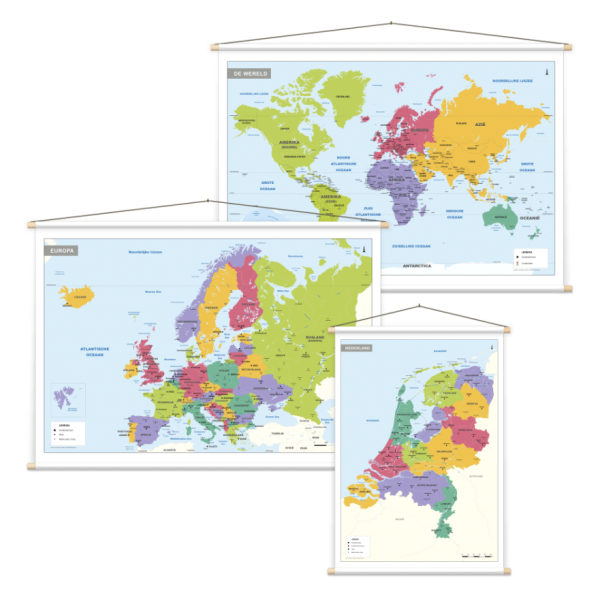 Wereld en Europa 140x100cm Nederland 100x140cm