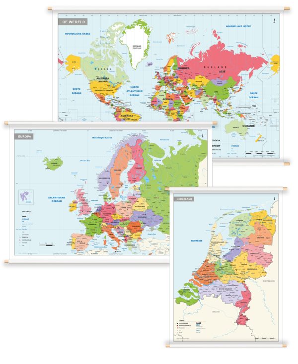 Wereld en Europa 140x100cm Nederland 100x140cm