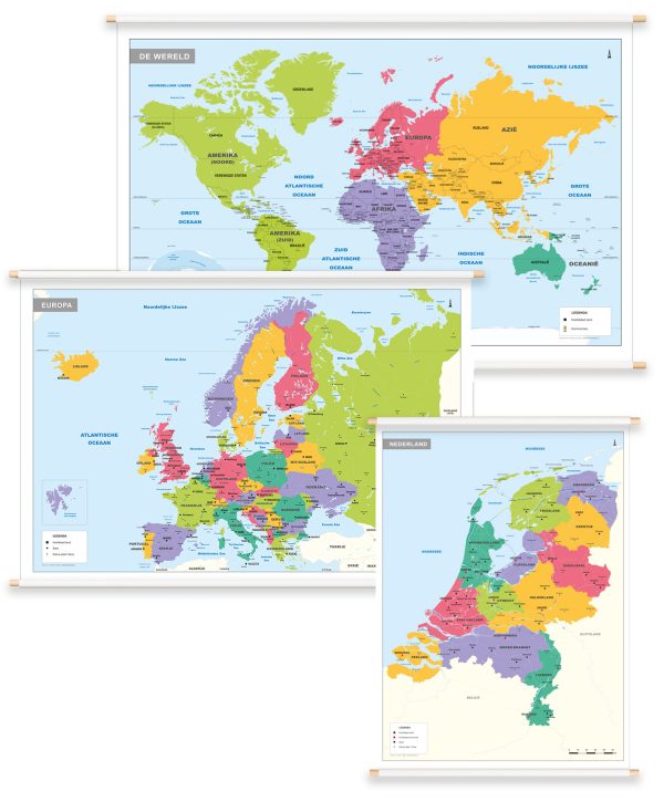 3 Schoolkaarten Nederland/Europa/Wereld 1297 - Afbeelding 3