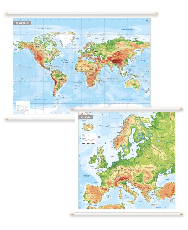 Wereld 140x100cm Europa 120x120cm