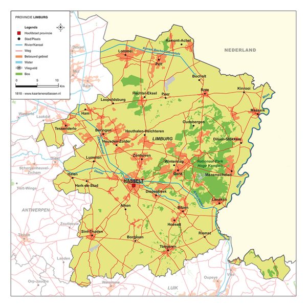 Schoolkaart provincie Limburg 1818