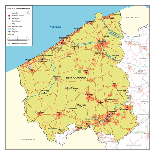 Schoolkaart provincie West-Vlaanderen 1821