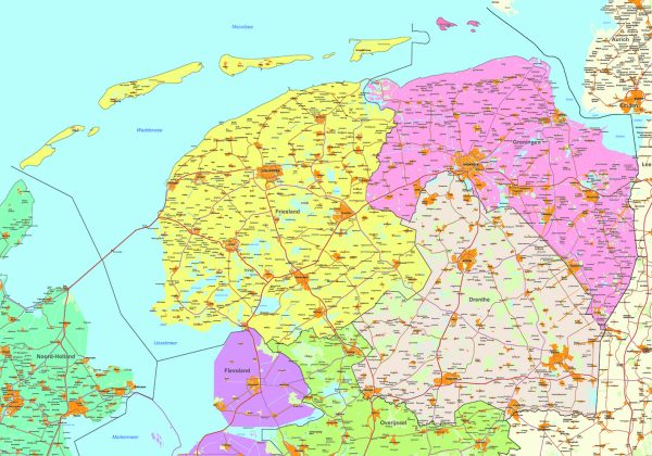 Staatkundige kaart 3 noordelijke provincies 1791