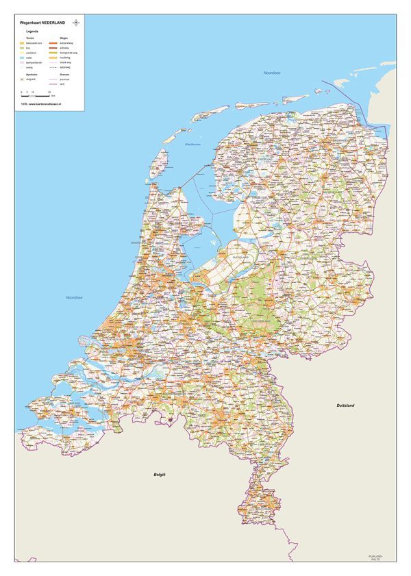 Wegenkaart Nederland zonder buitenland